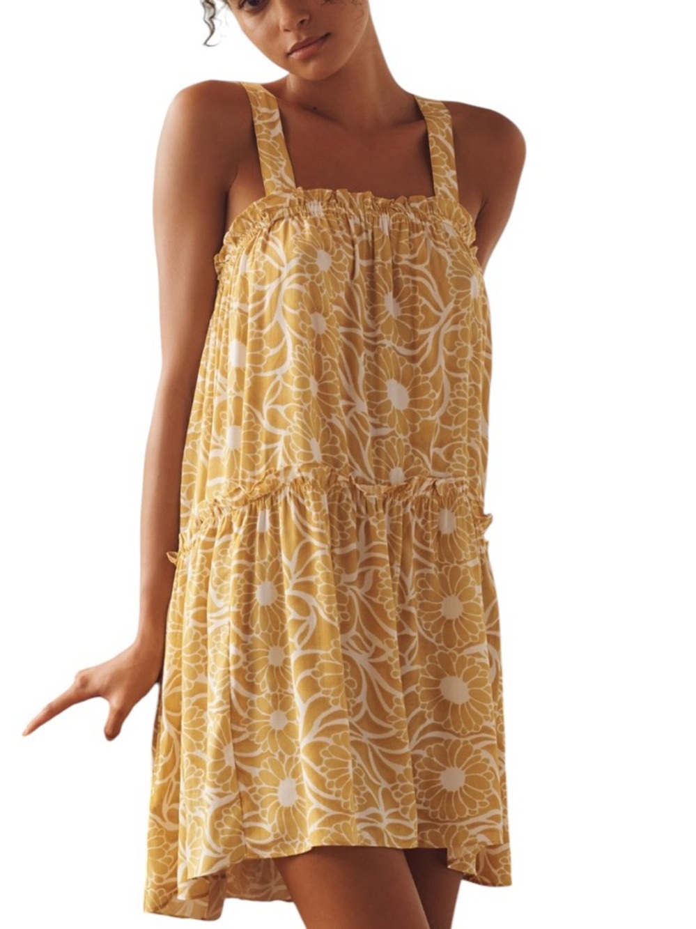 Anthropologie Ruffle Babydoll Pajama Lounge Dress Size Medium
